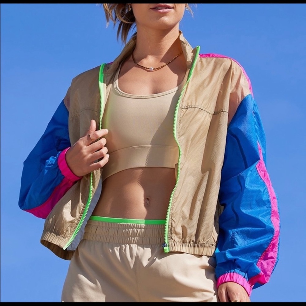 Fabletics Color Block Windbreaker Zip up Jacket Size 3X Plus Size
